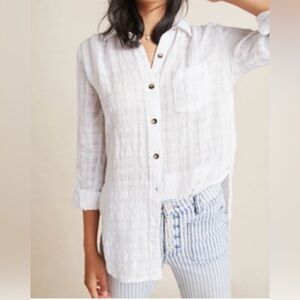 pilcro and the letterpress Textured  Linen‎ Button down Blouse Size 0